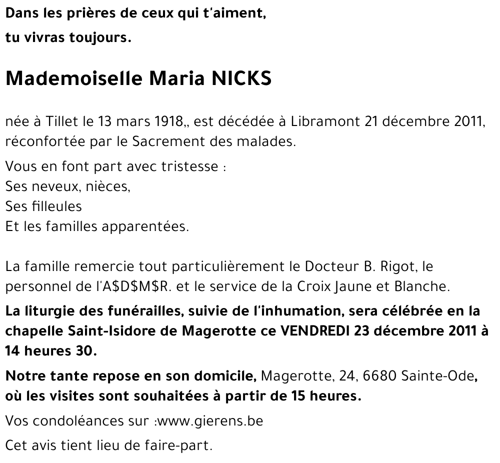 Maria NICKS