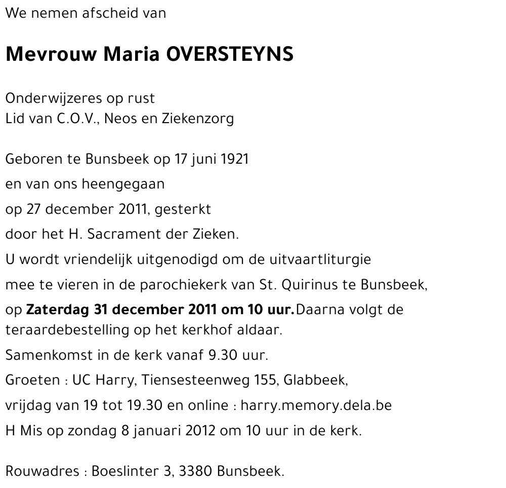 Maria OVERSTEYNS