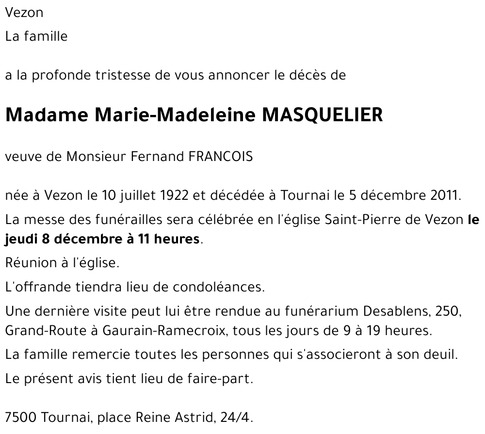 Marie-Madeleine MASQUELIER