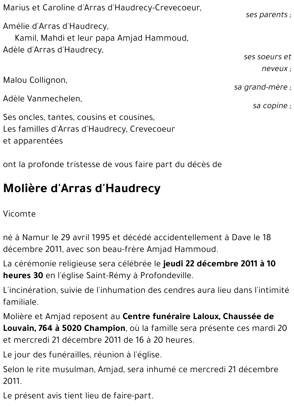 Molière d'Arras d'Haudrecy