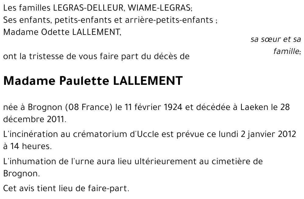 Paulette LALLEMENT