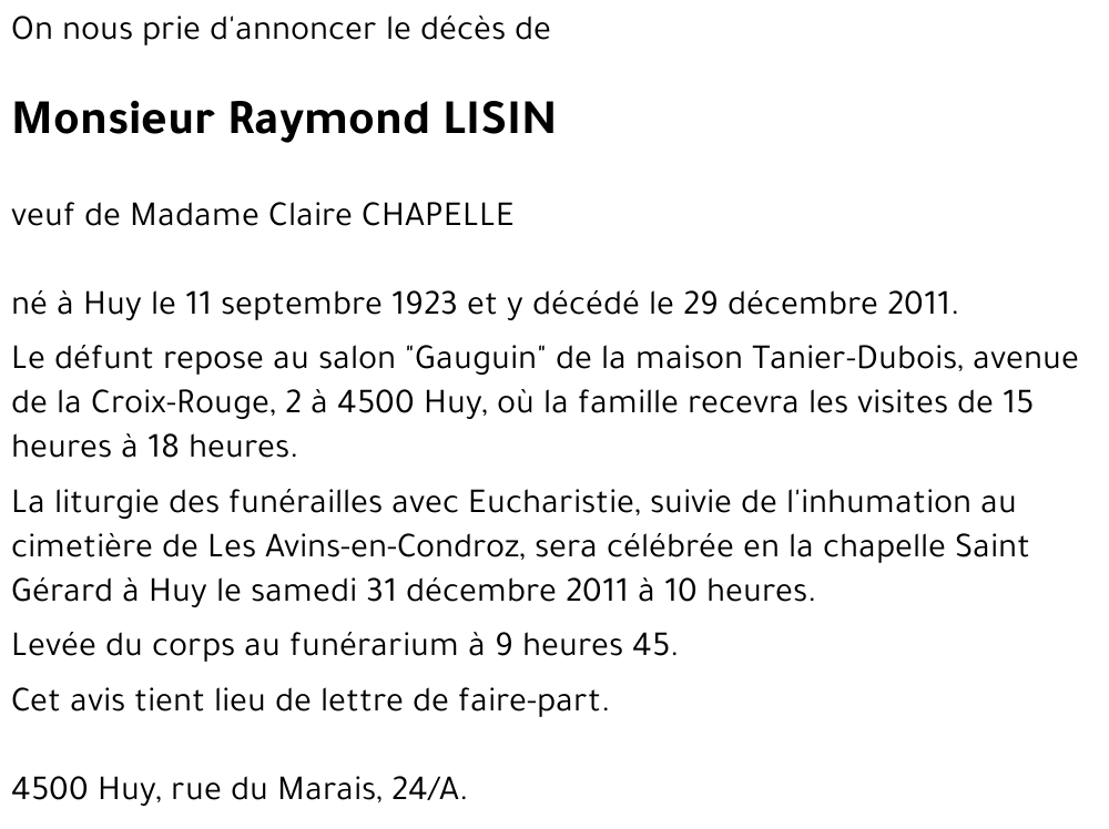 Raymond LISIN