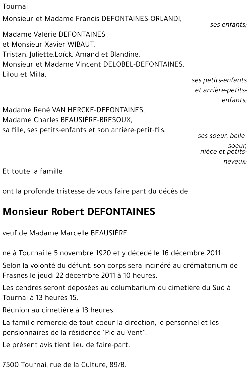 Robert DEFONTAINES