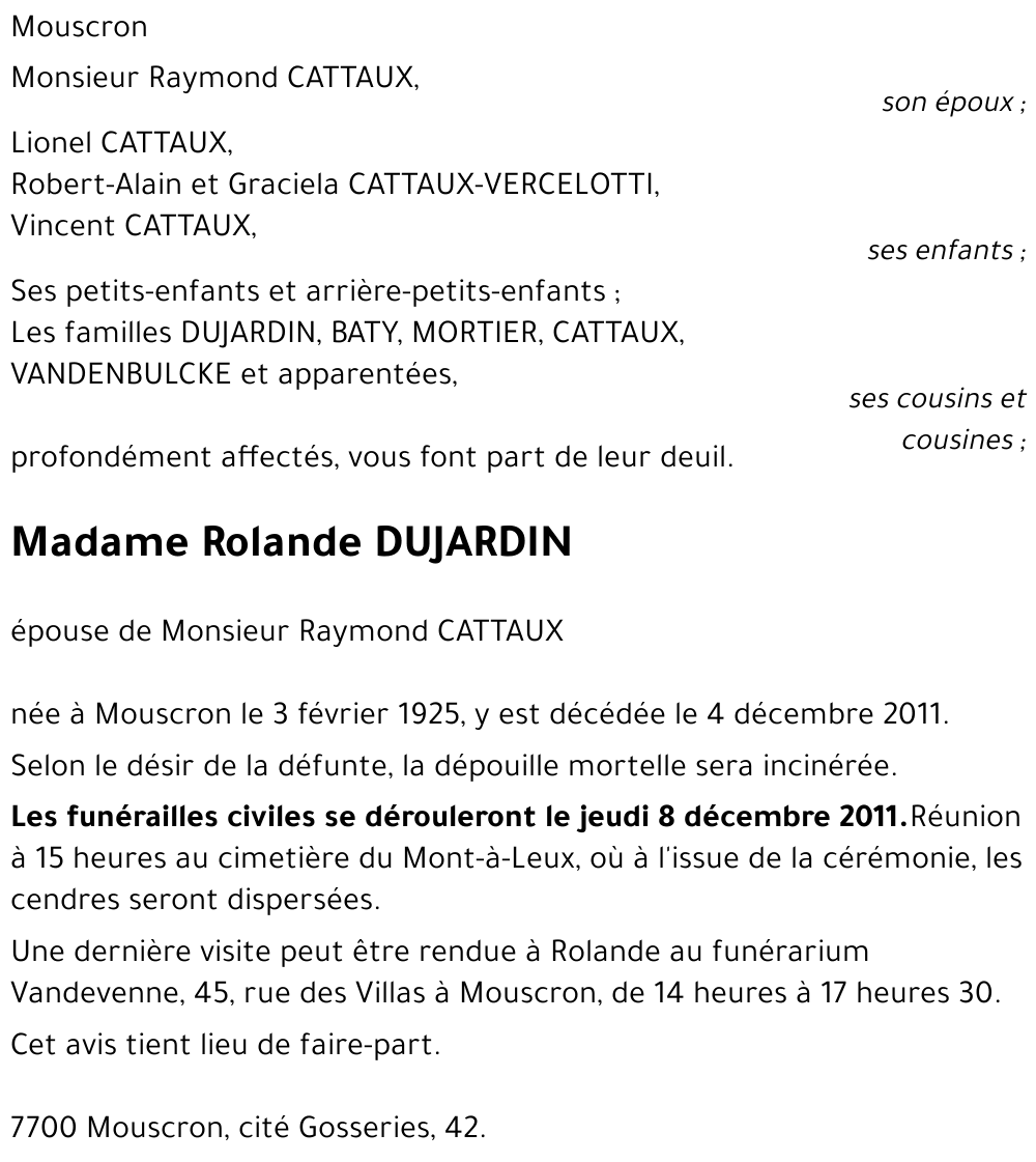 Rolande DUJARDIN