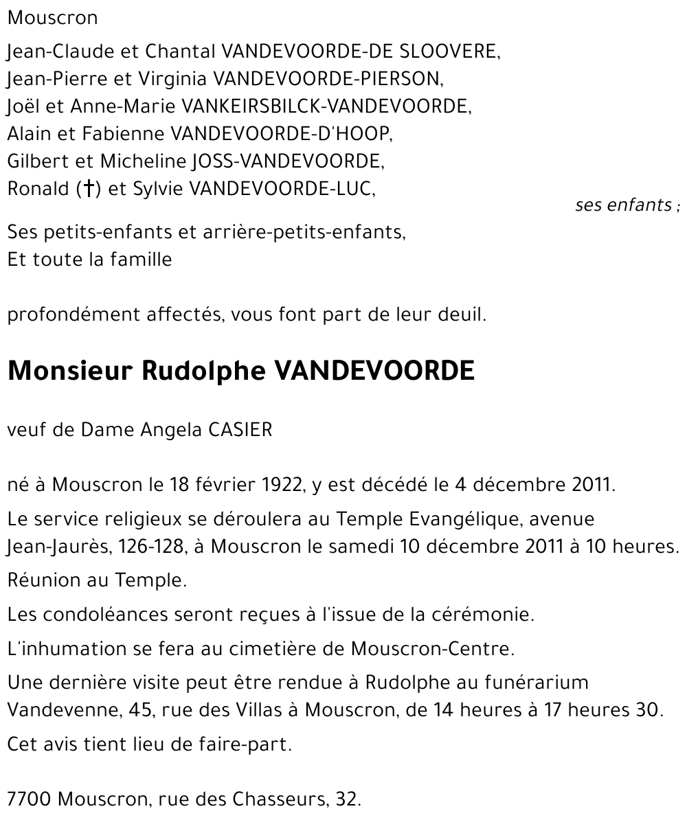 Rudolphe VANDEVOORDE