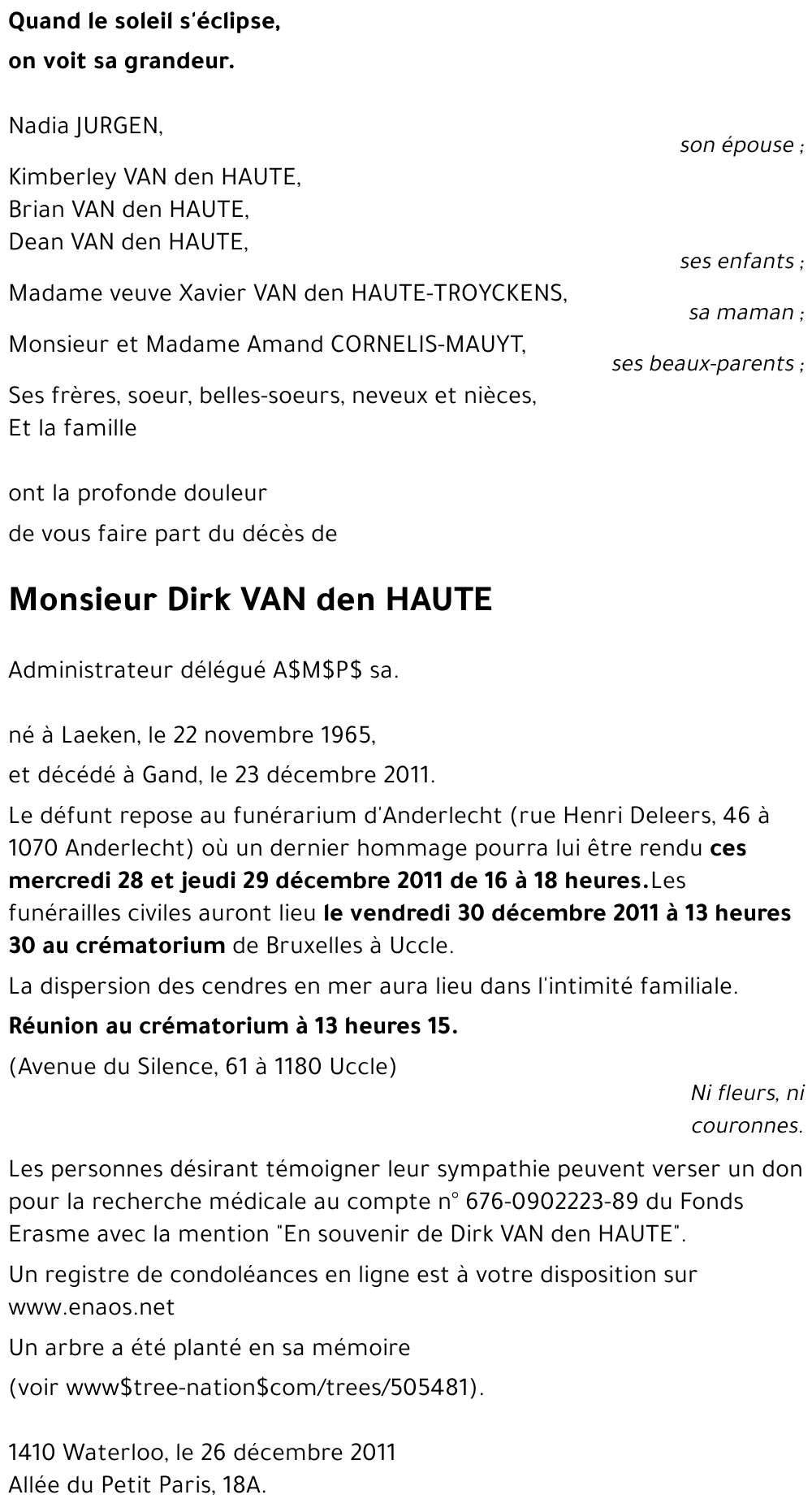 VAN DEN HAUTE Dirk