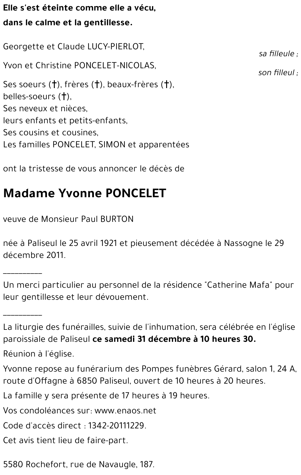 Yvonne PONCELET