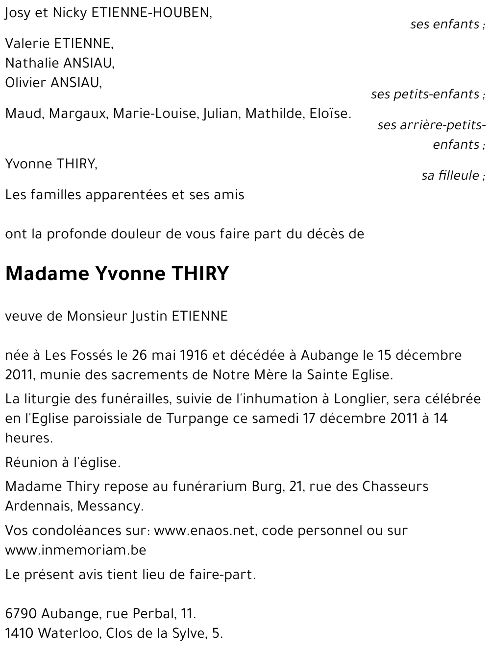 Yvonne THIRY