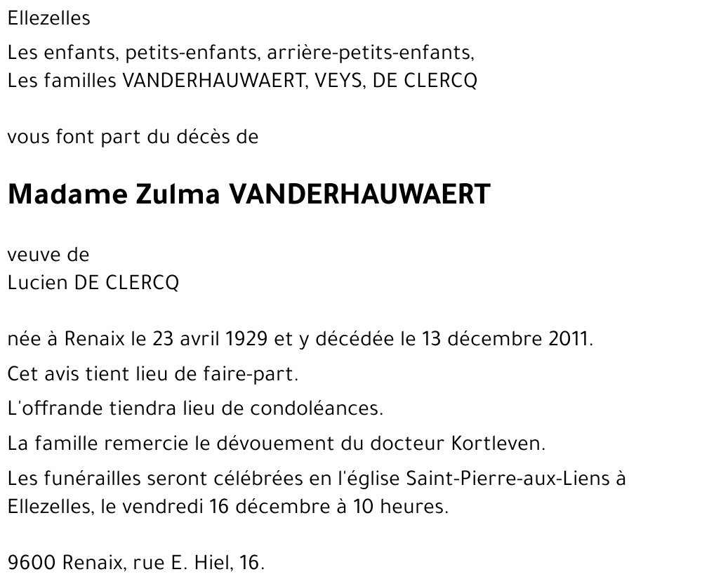 Zulma VANDERHAUWAERT