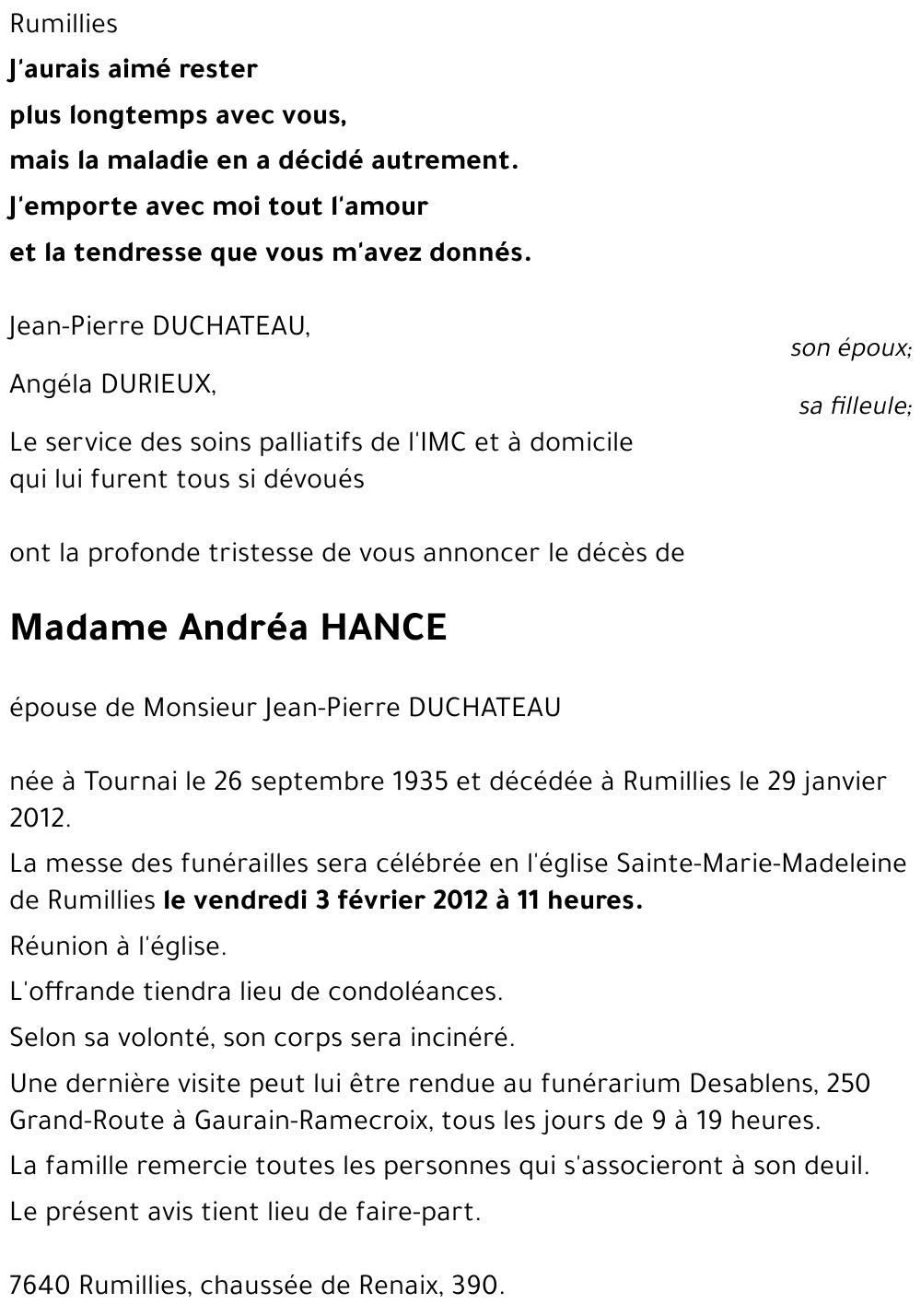 Andréa HANCE