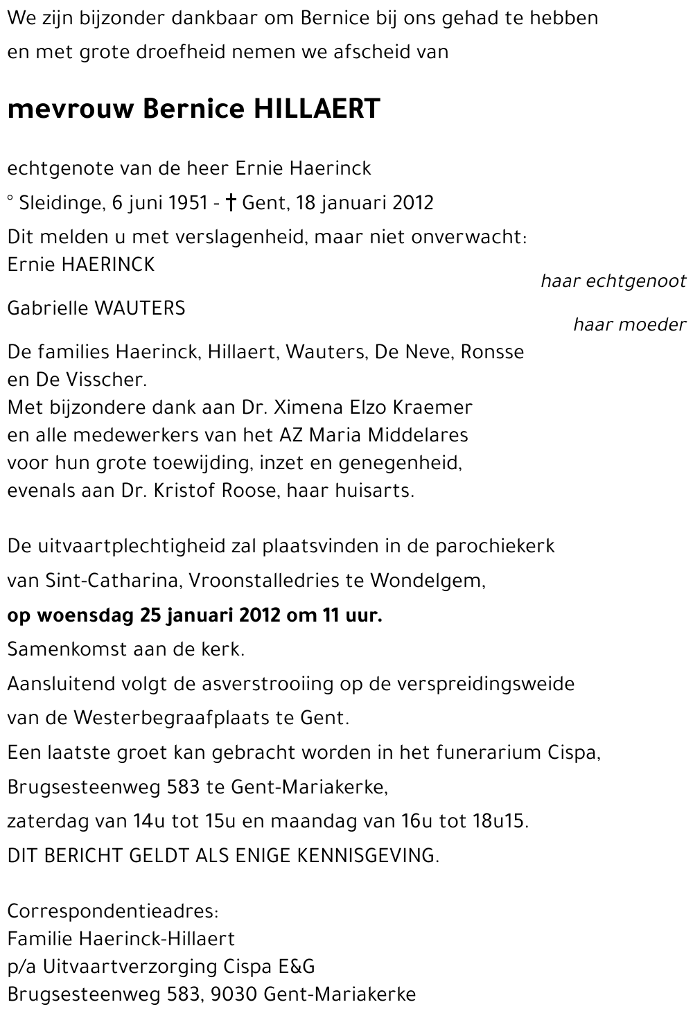 Bernice HILLAERT