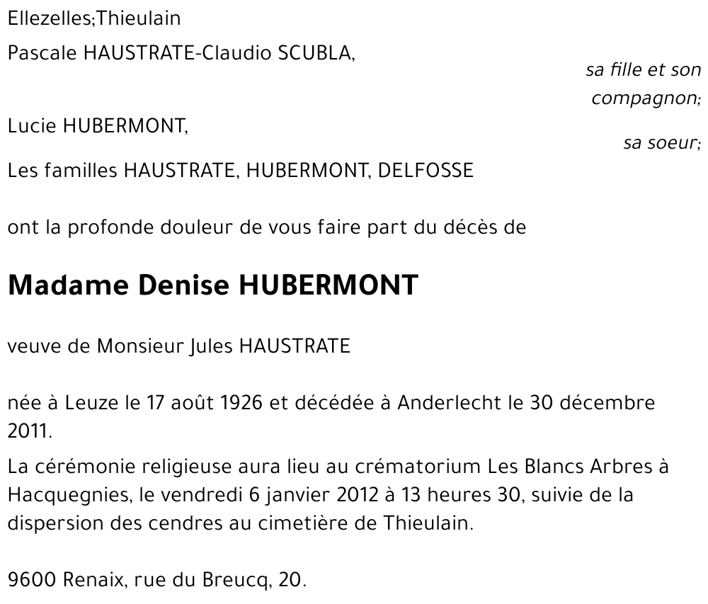 Denise HUBERMONT