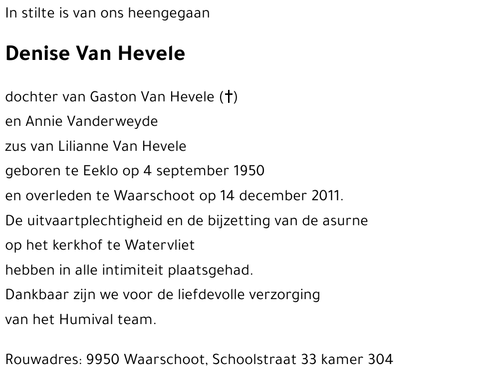 Denise Van Hevele