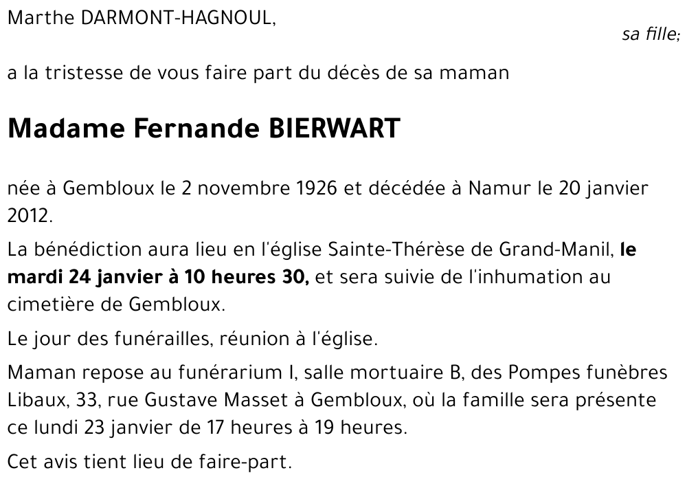 Fernande BIERWART
