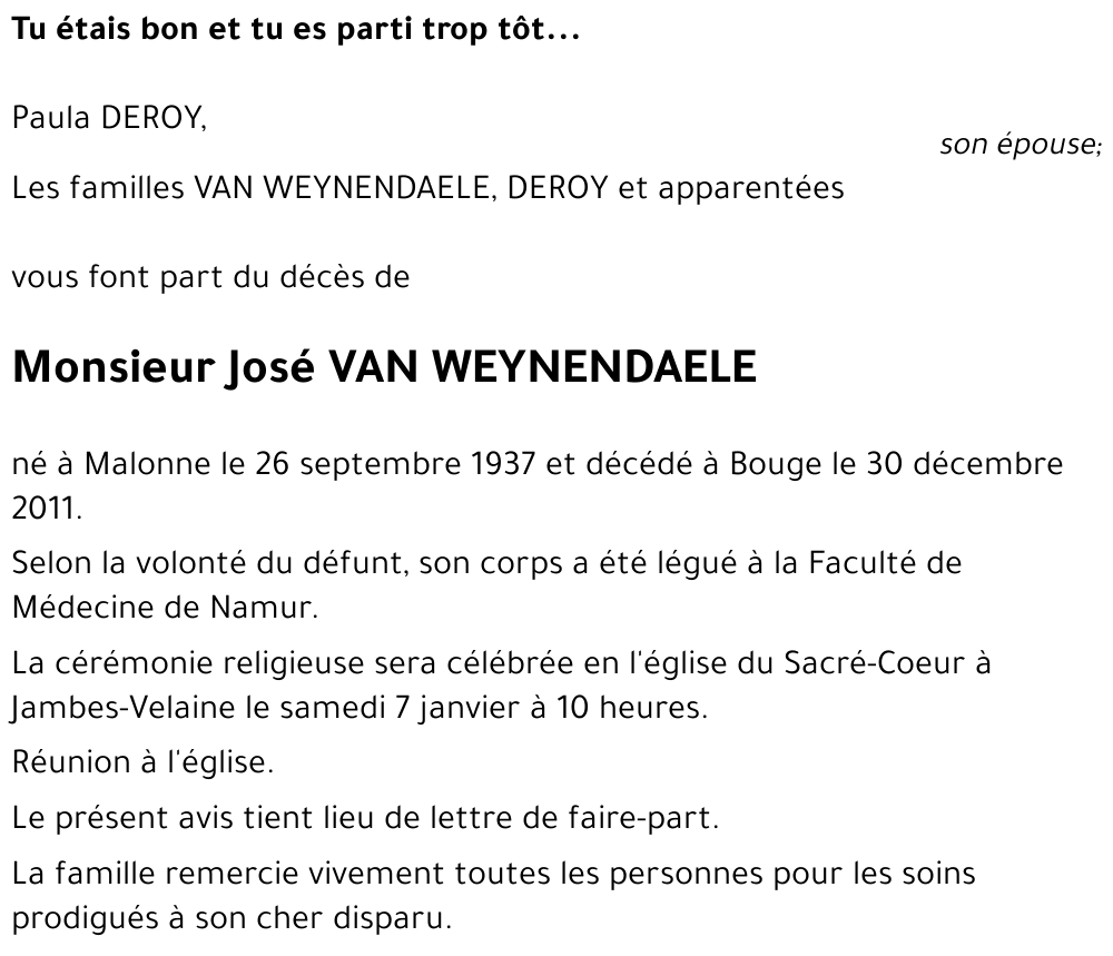 José VAN WEYNENDAELE