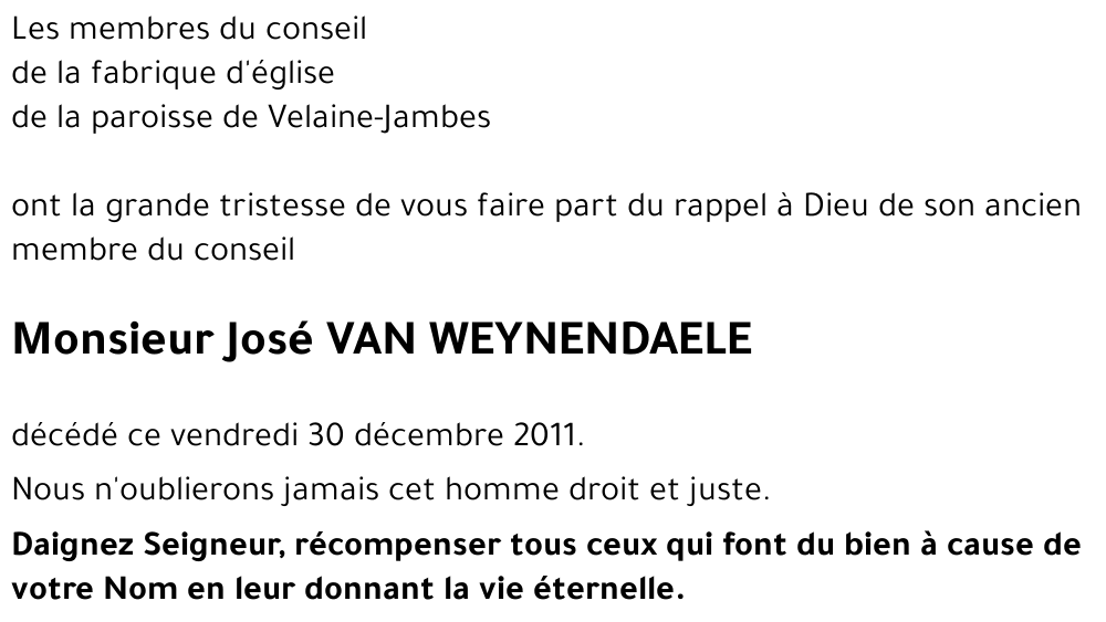 José VAN WEYNENDAELE