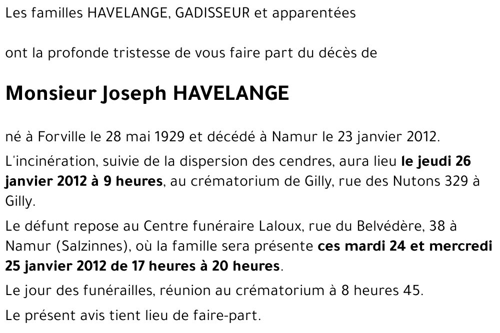 Joseph HAVELANGE