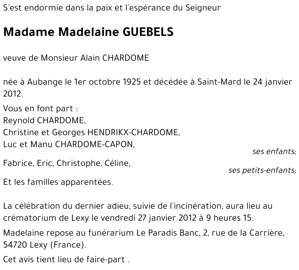Madelaine GUEBELS