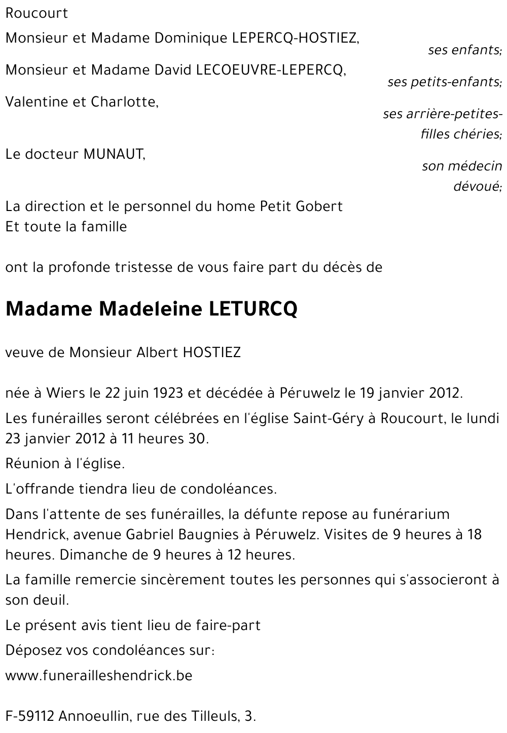 Madeleine LETURCQ