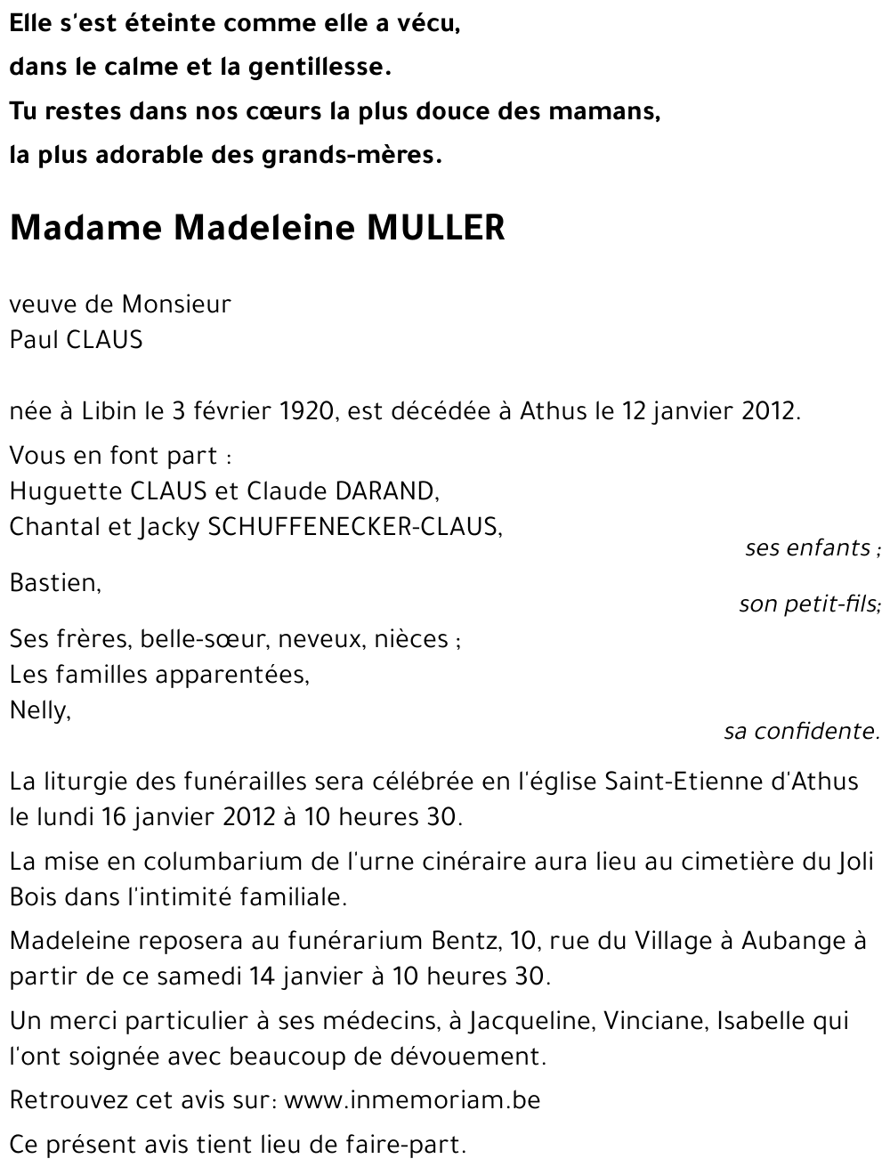 Madeleine MULLER