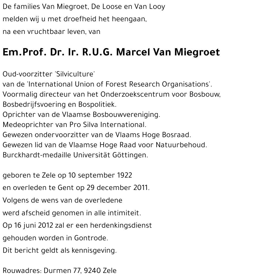 Marcel VAN MIEGROET