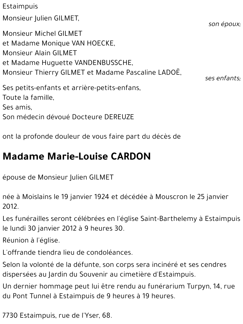 Marie-Louise CARDON