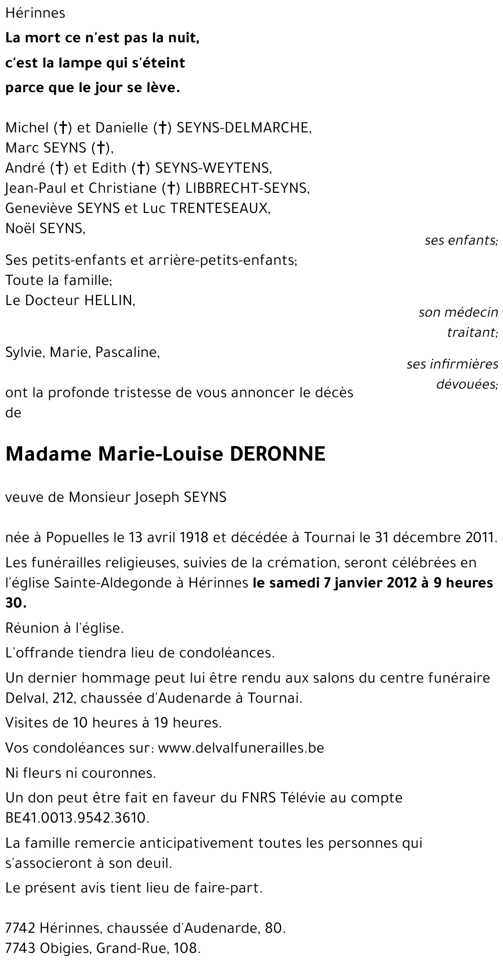 Marie-Louise DERONNE