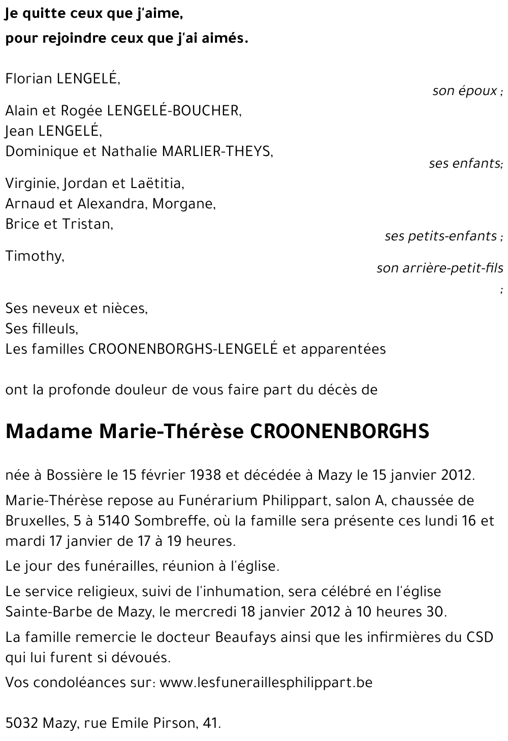 Marie-Thérèse CROONENBORGHS
