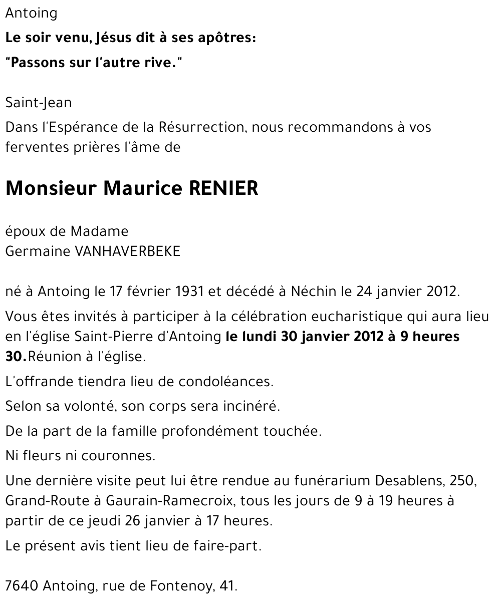 Maurice RENIER