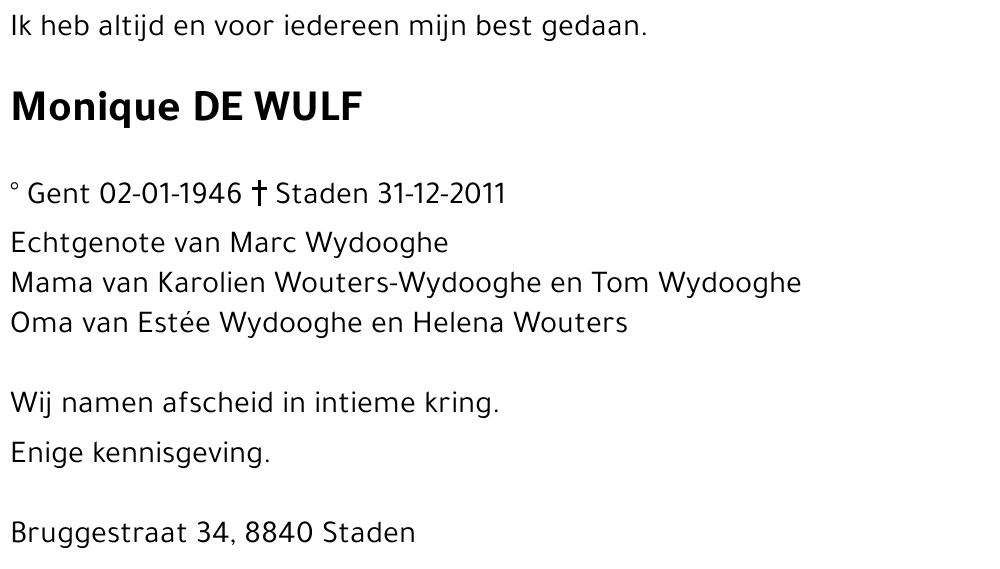 Monique DE WULF