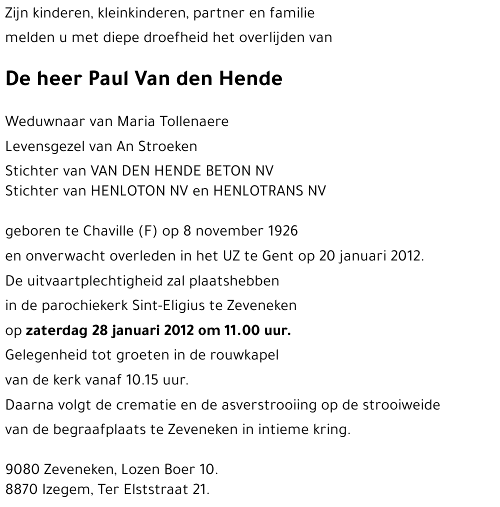 Paul Van den Hende
