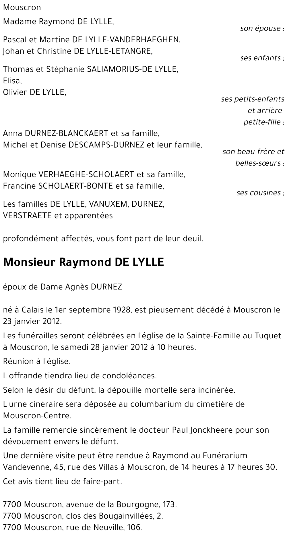 Raymond DE LYLLE