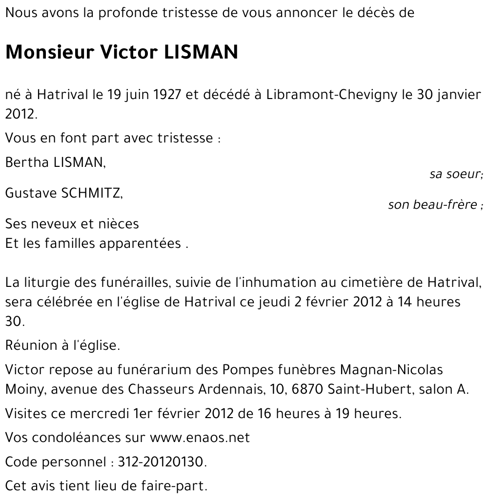 Victor LISMAN