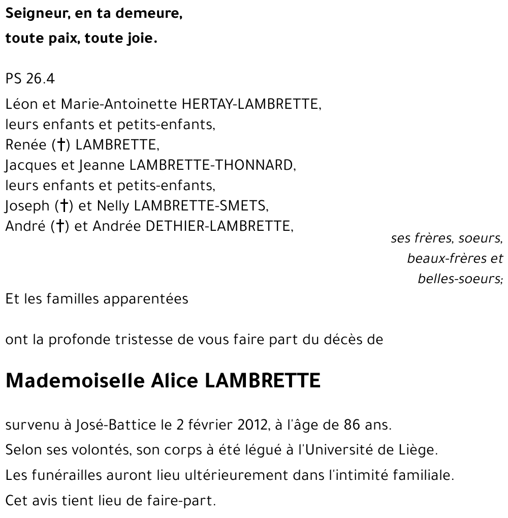 Alice LAMBRETTE