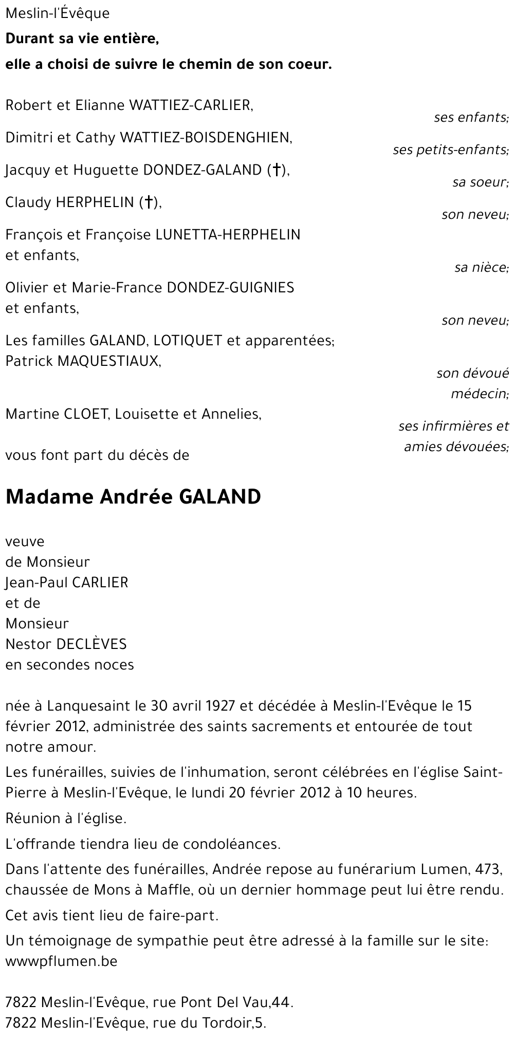 Andrée GALAND