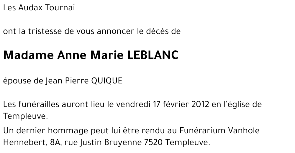Anne Marie LEBLANC