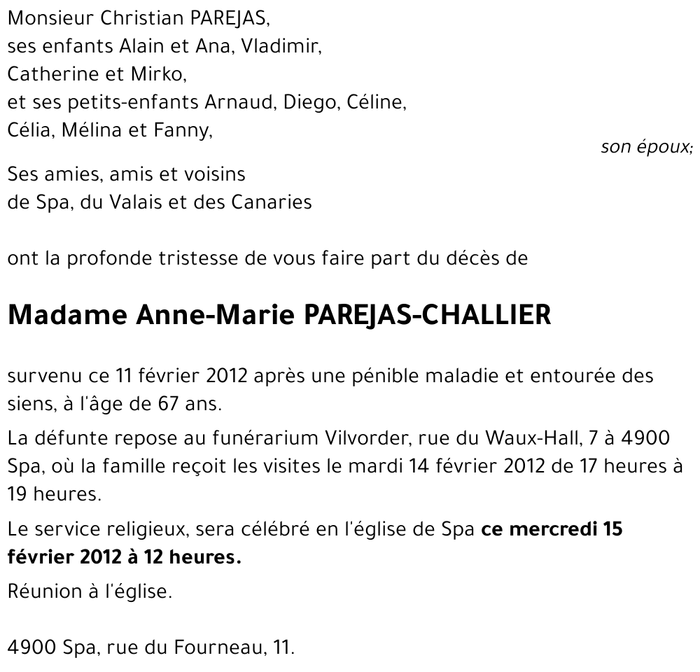 Anne-Marie PAREJAS-CHALLIER