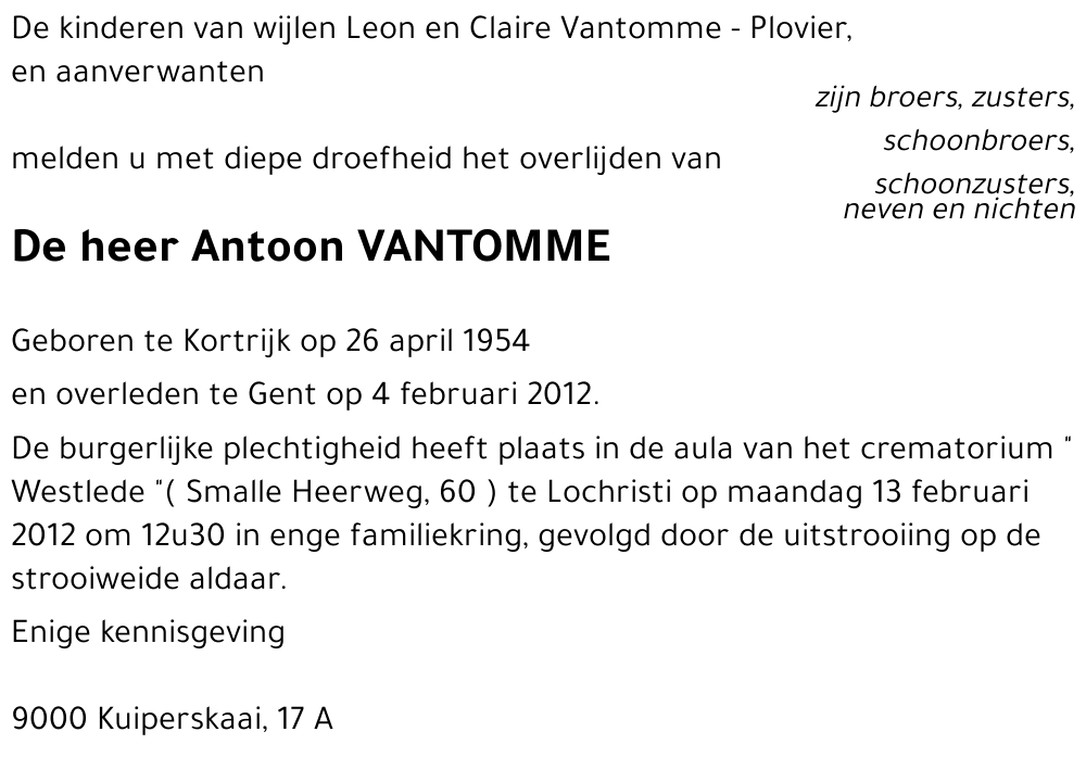 Antoon VANTOMME