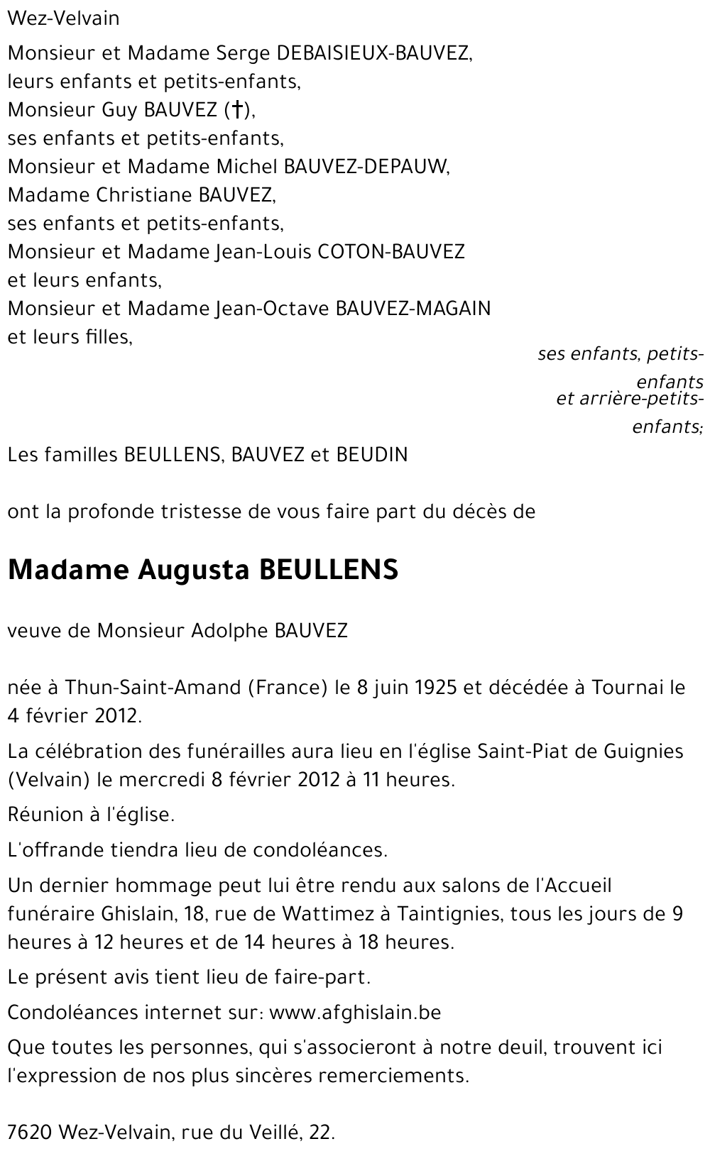 Augusta BEULLENS