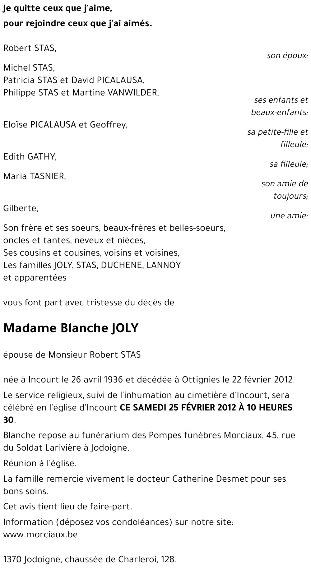 Blanche JOLY