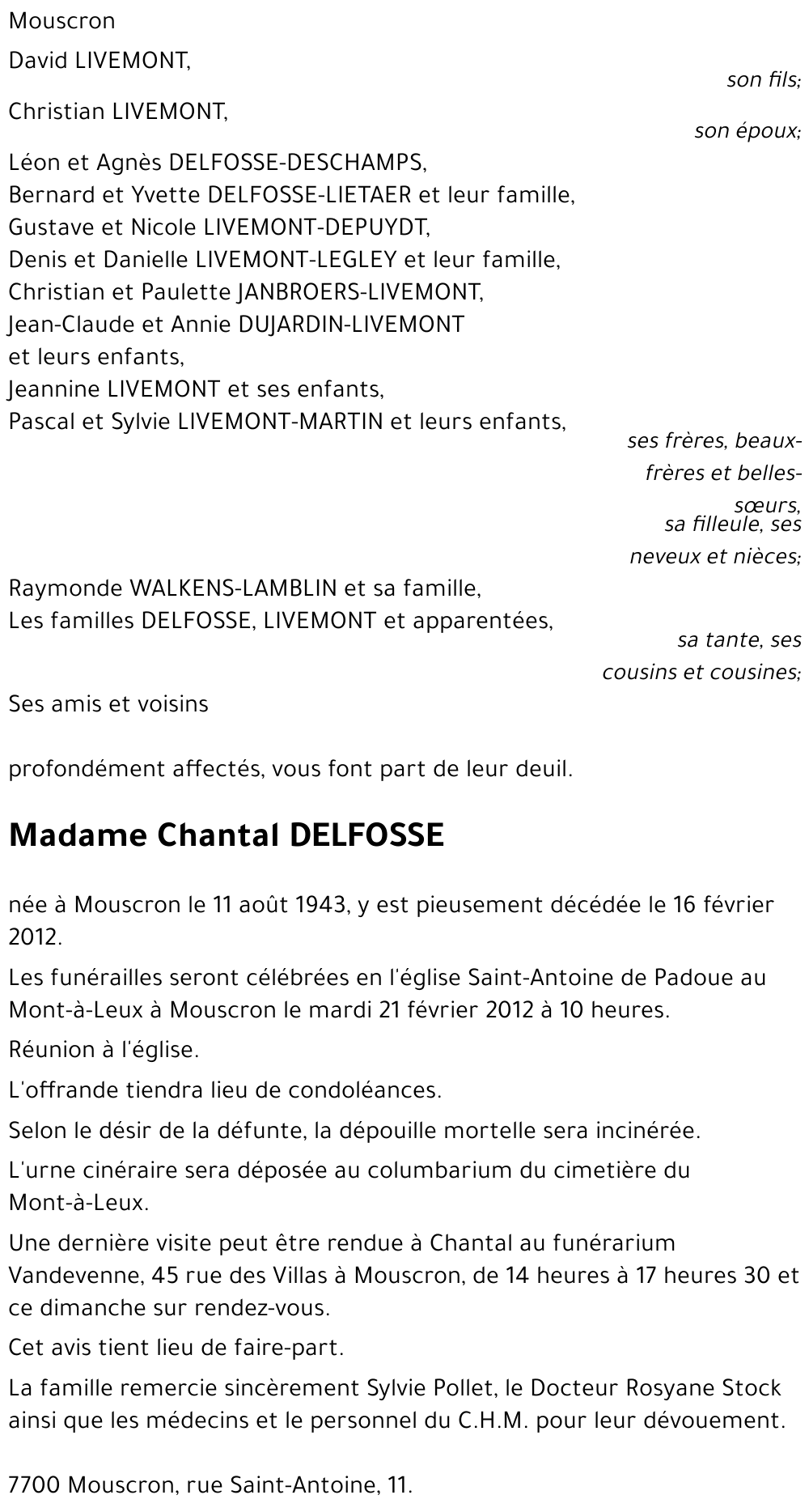 Chantal DELFOSSE