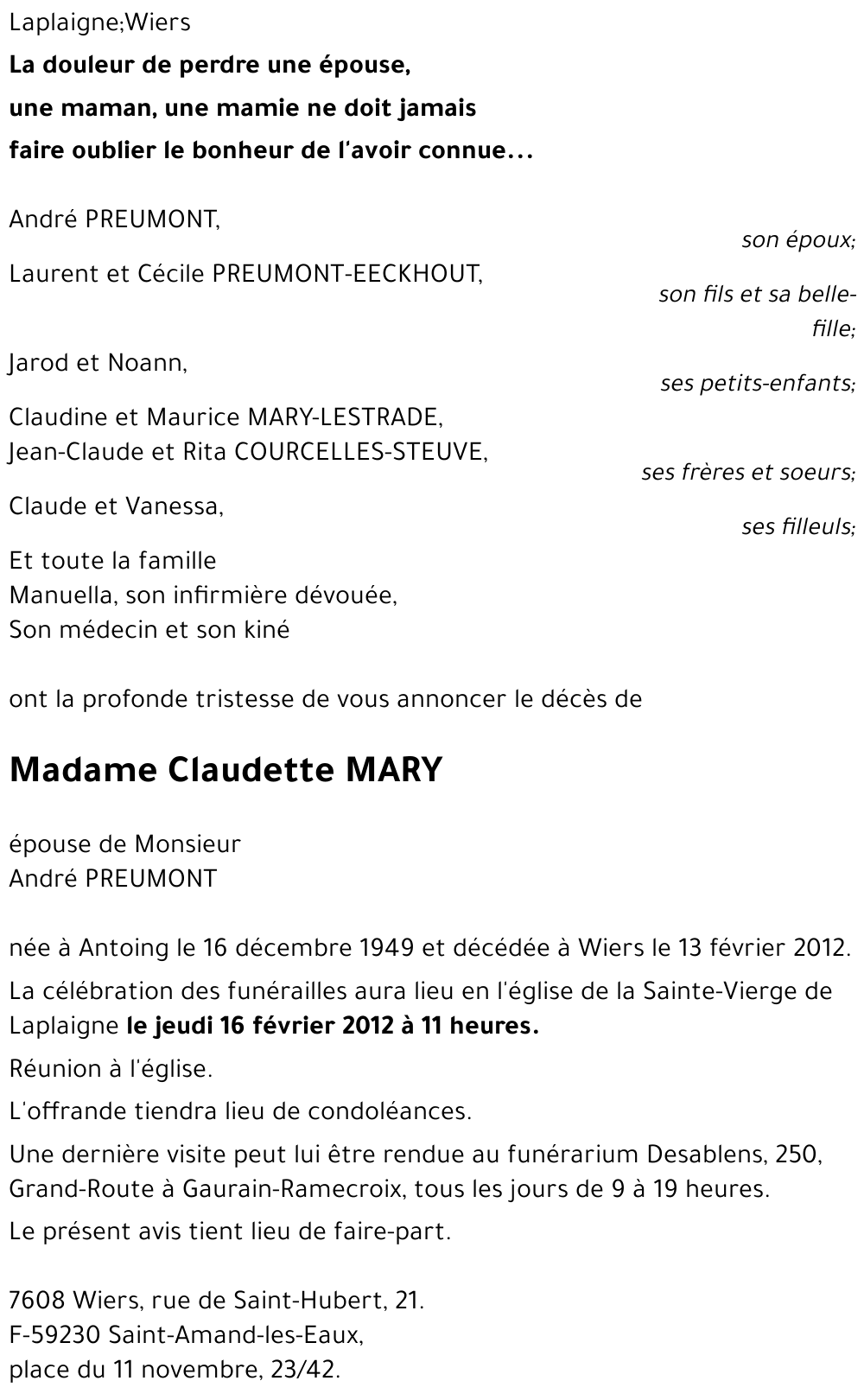 Claudette MARY