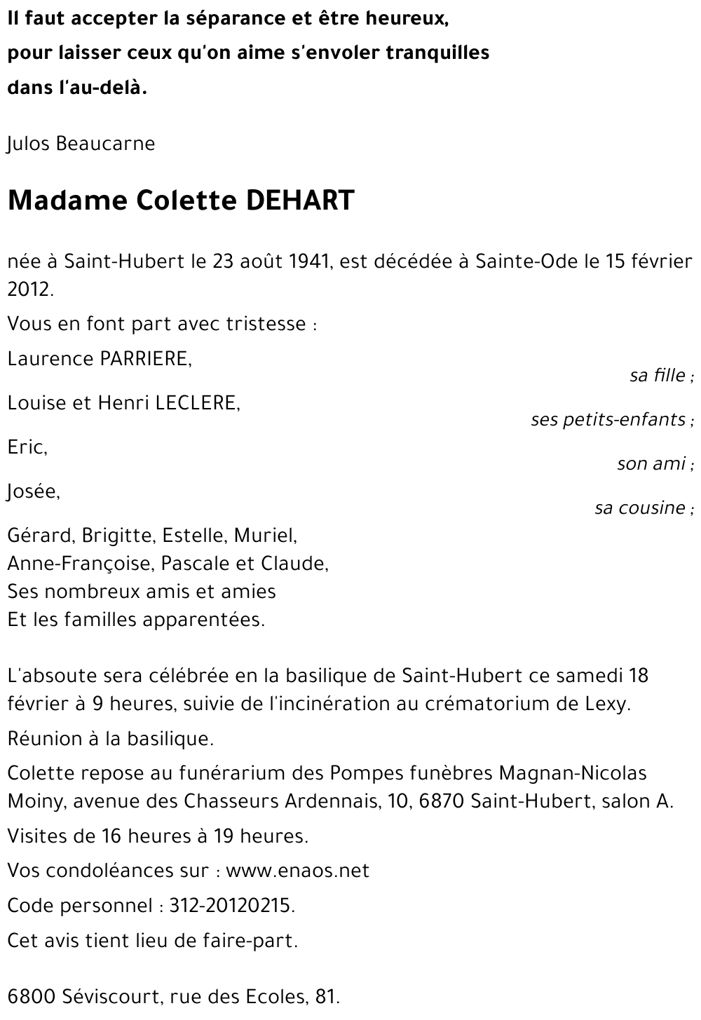 Colette DEHART