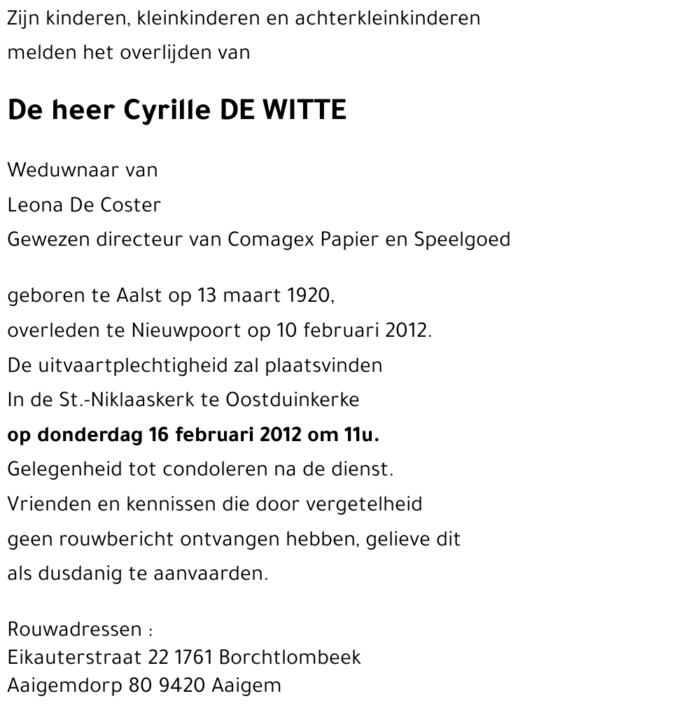 Cyrille DE WITTE