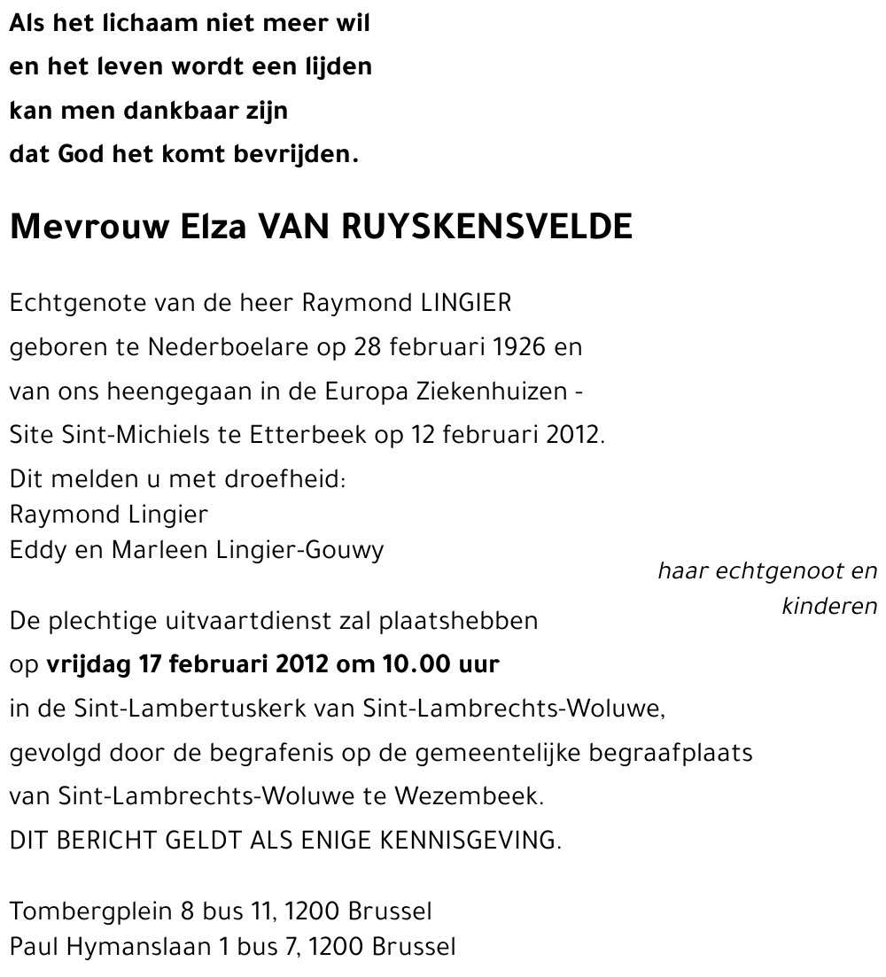 Elza VAN RUYSKENSVELDE