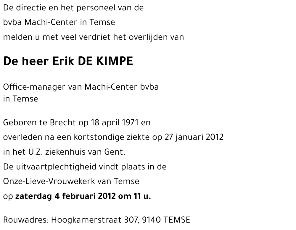 Erik DE KIMPE