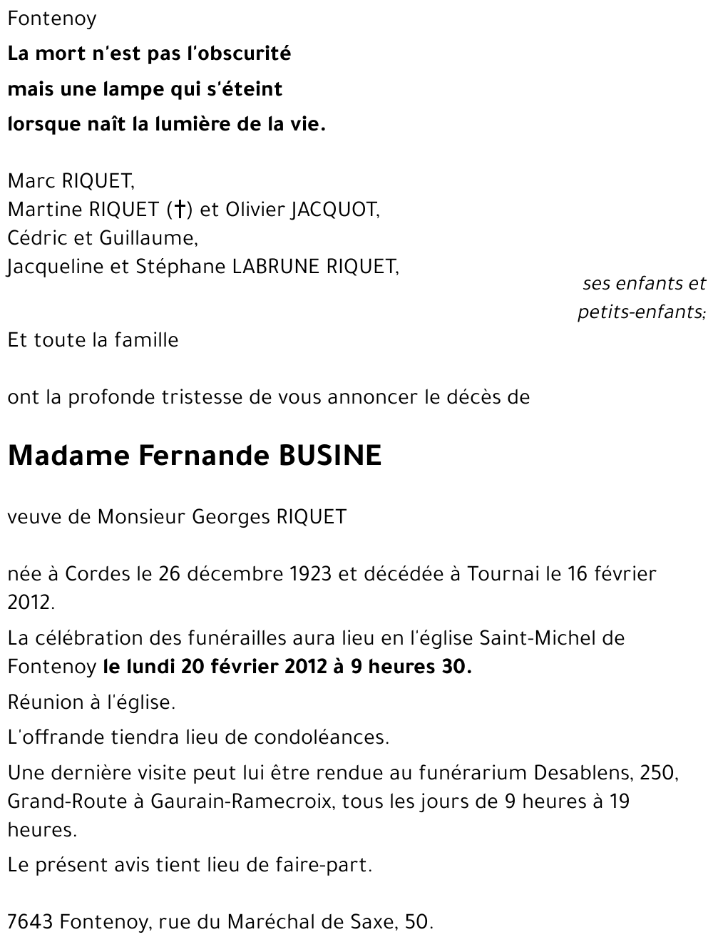 Fernande BUSINE