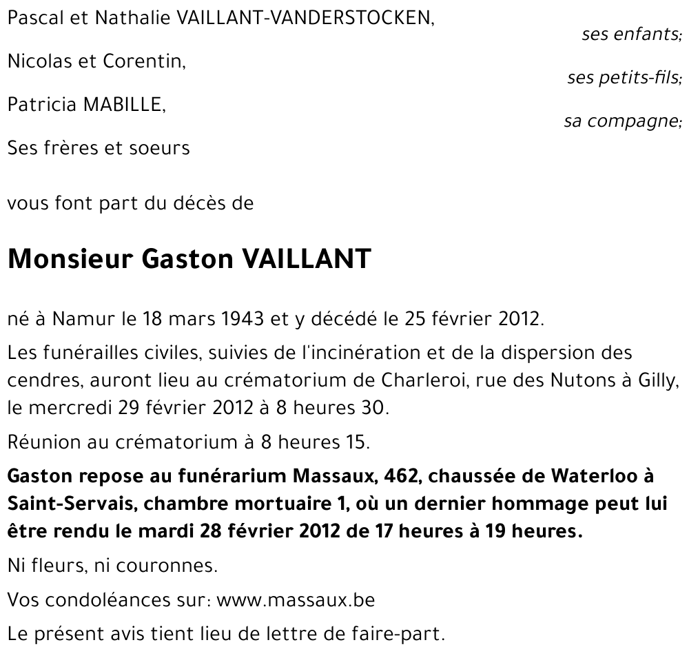 Gaston VAILLANT