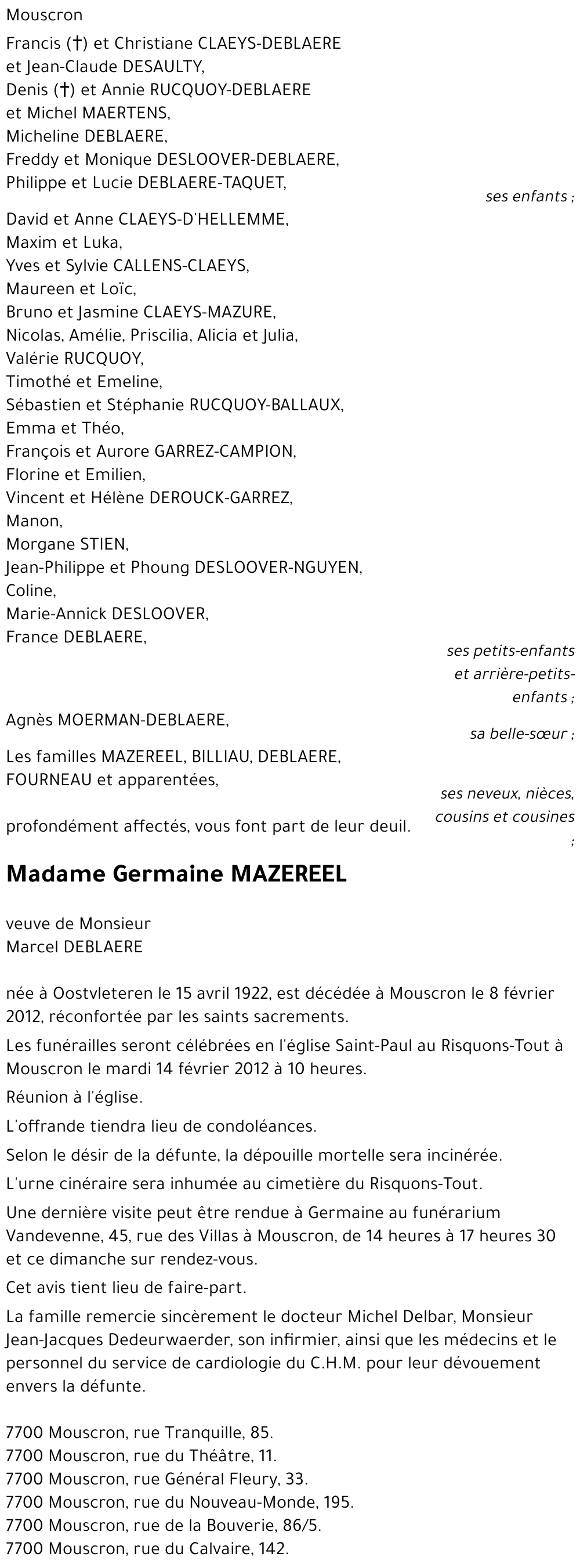 Germaine MAZEREEL