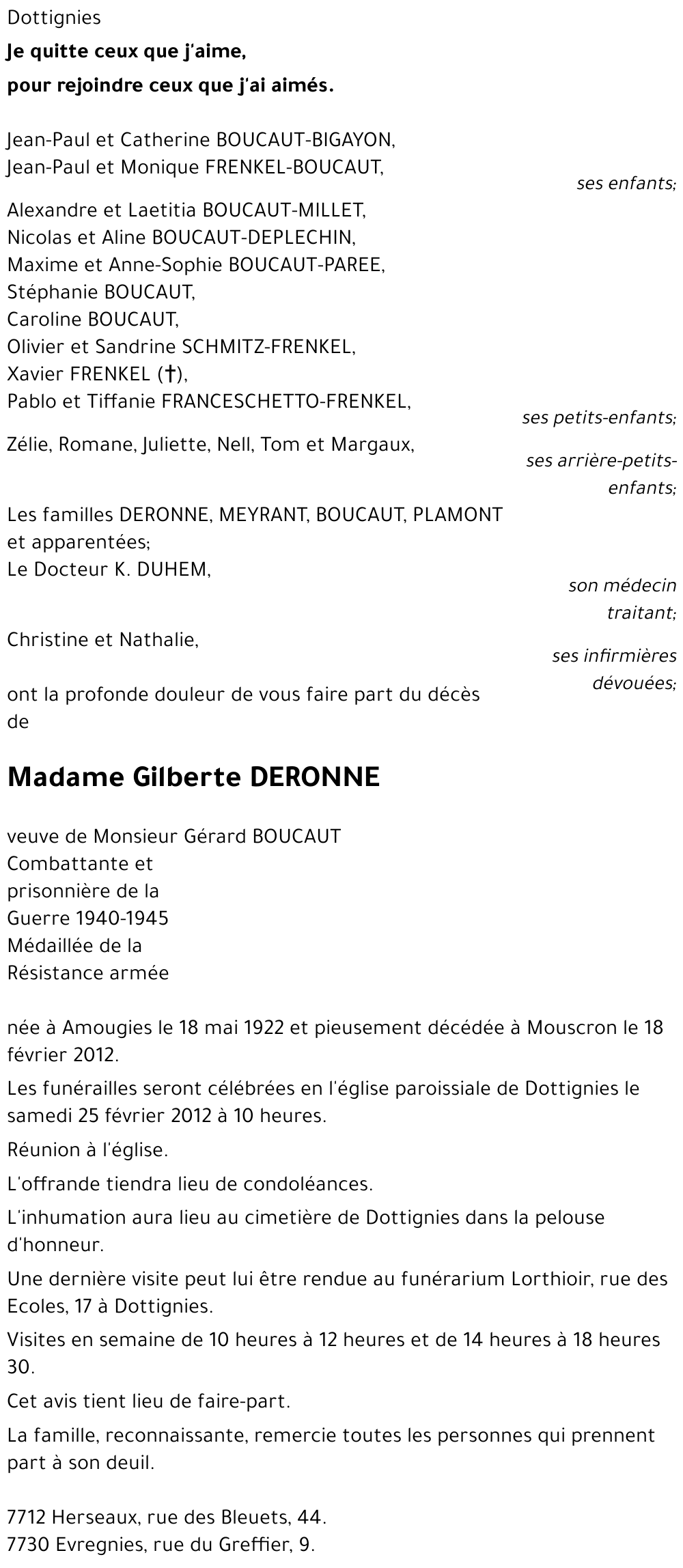 Gilberte DERONNE